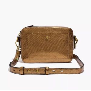 Madewell Transport Crossbody in Metallic Snake Embossed Leather